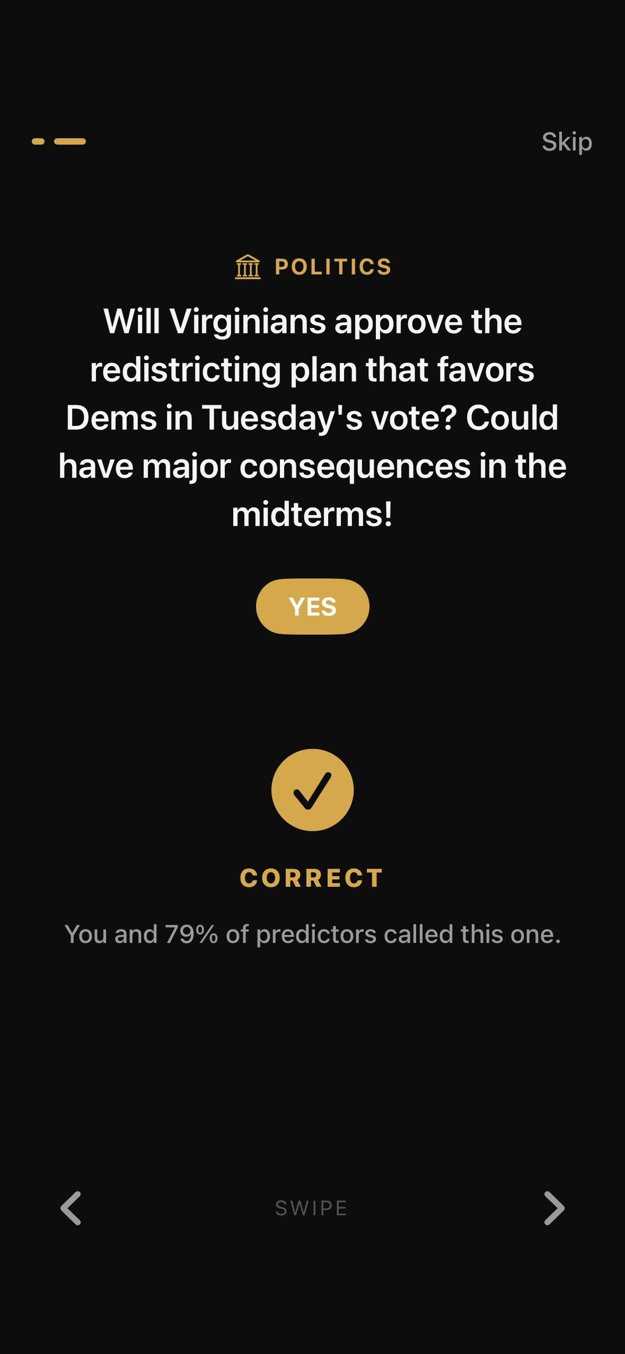 An I-Called-It share card highlighting a correct prediction against the community